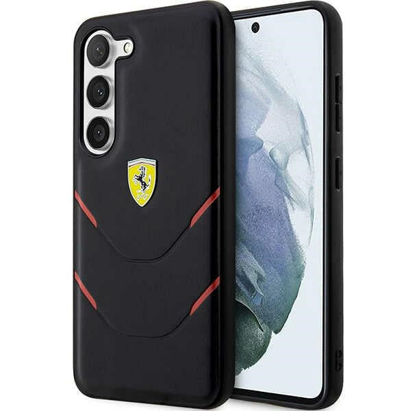 Ferrari Hot Stamp Lines dėklas Samsung Galaxy S23+ – juodas