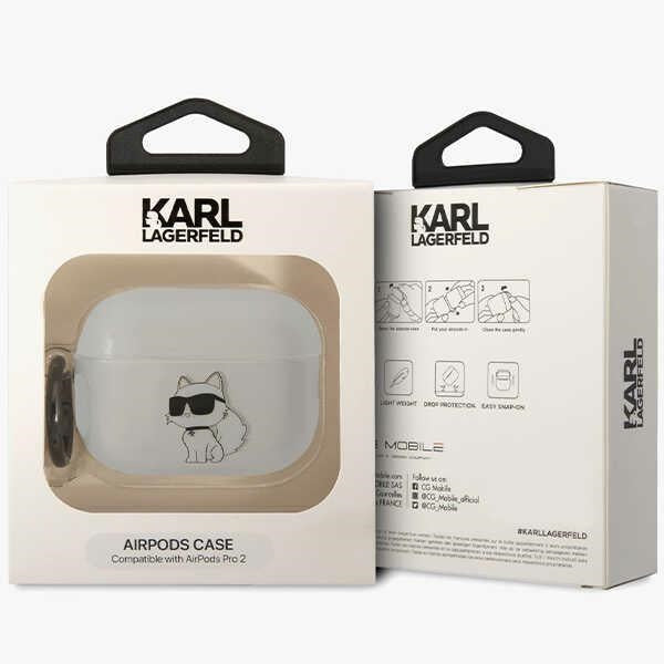 Karl Lagerfeld dėklas AirPods Pro 2 – skaidrus Choupette
