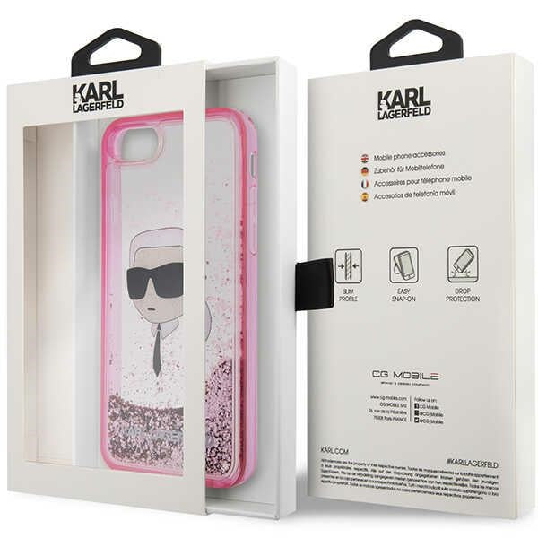 Karlas Lagerfeldas KLHCI8LNKHCP iPhone 7/8/ SE 2020/2022 rožinis / rožinis kietas dėklas Blizgučiai Karl Head -- iPhone 7...