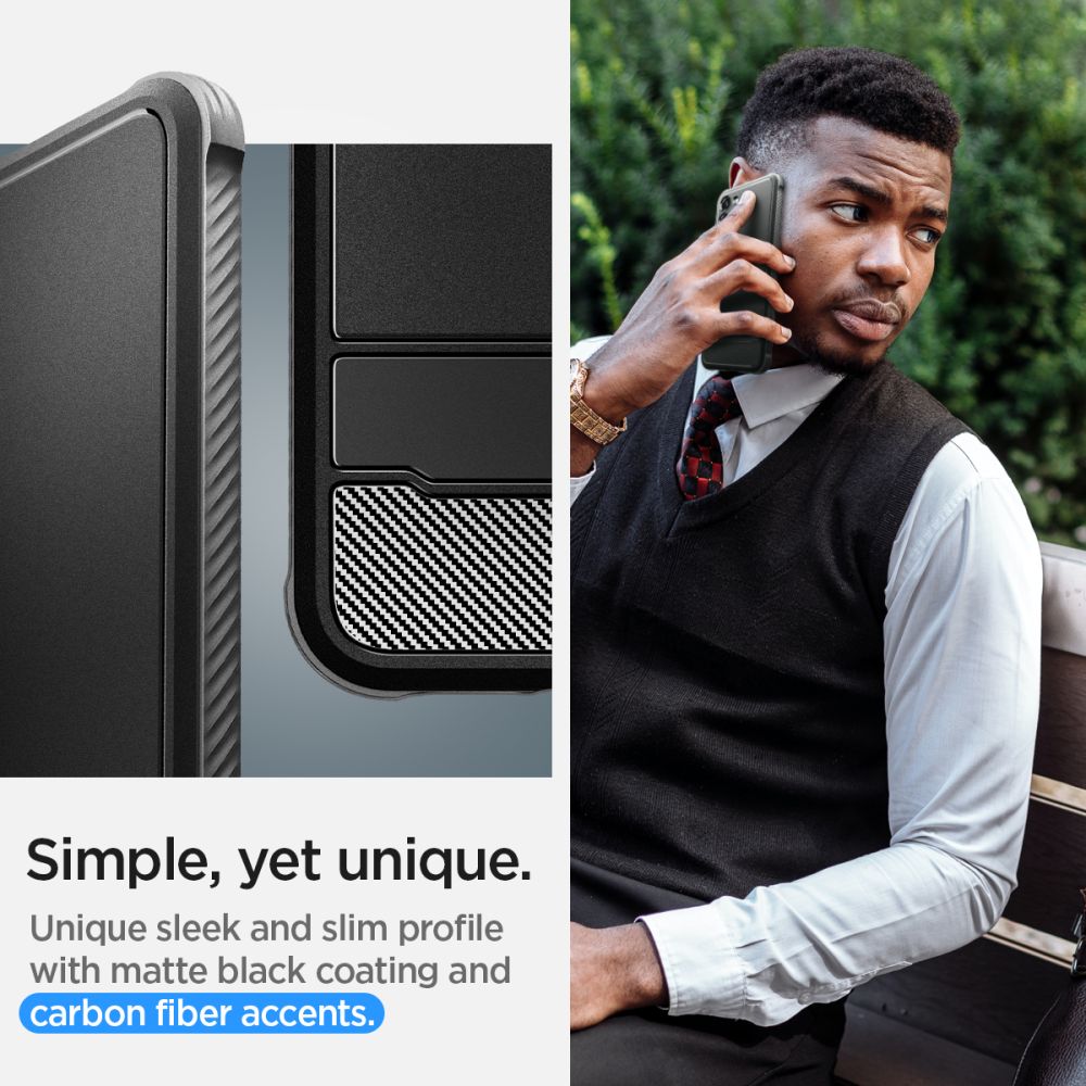 Spigen Rugged Armor dėklas Samsung Galaxy S23 – juodas
