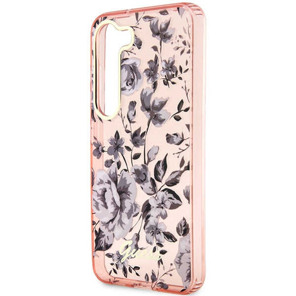 Guess Flower dėklas Samsung Galaxy S23+ – rožinis