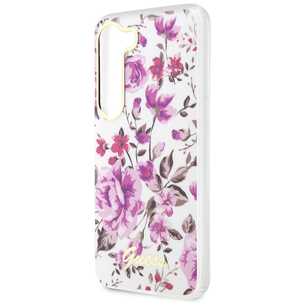 Guess dėklas Samsung Galaxy S23+ – baltas, Flower