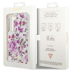 Guess dėklas Samsung Galaxy S23+ – baltas, Flower