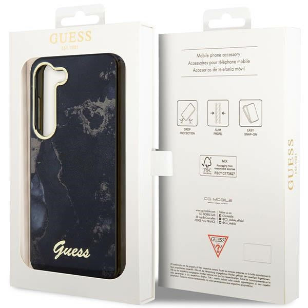 Guess Golden Marble dėklas Galaxy S23+ – baltas