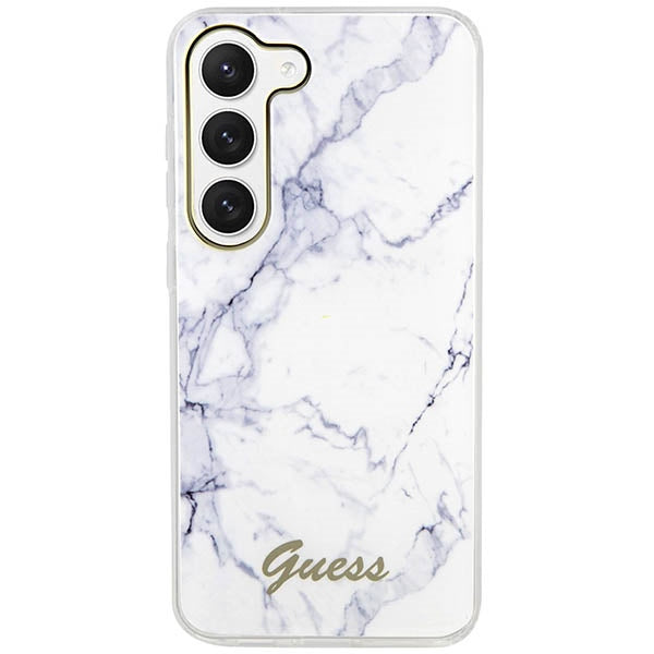 Guess marmurinis dėklas Samsung Galaxy S23+ – baltas