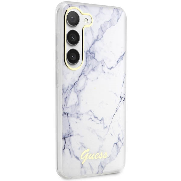 Guess marmurinis dėklas Samsung Galaxy S23+ – baltas