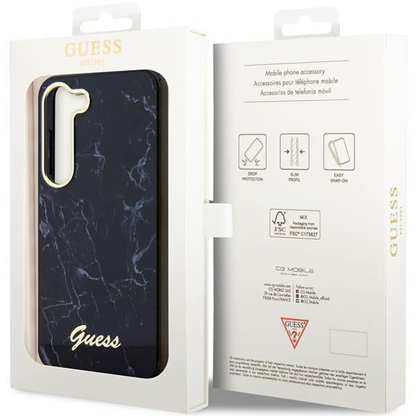 Guess Marble dėklas Samsung Galaxy S23+ – juodas