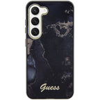 Guess dėklas Samsung Galaxy S23 – Golden Marble, juodas