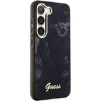 Guess dėklas Samsung Galaxy S23 – Golden Marble, juodas