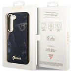 Guess dėklas Samsung Galaxy S23 – Golden Marble, juodas