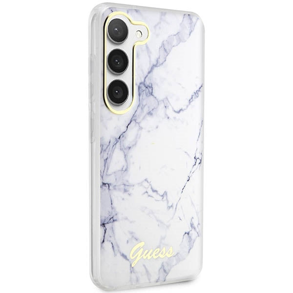 Guess marmuro dėklas Samsung Galaxy S23 – baltas