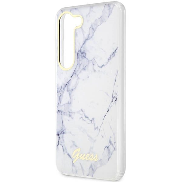 Guess marmuro dėklas Samsung Galaxy S23 – baltas