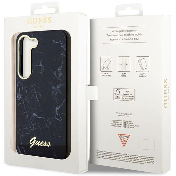 Guess Marble dėklas Samsung Galaxy S23 – juodas