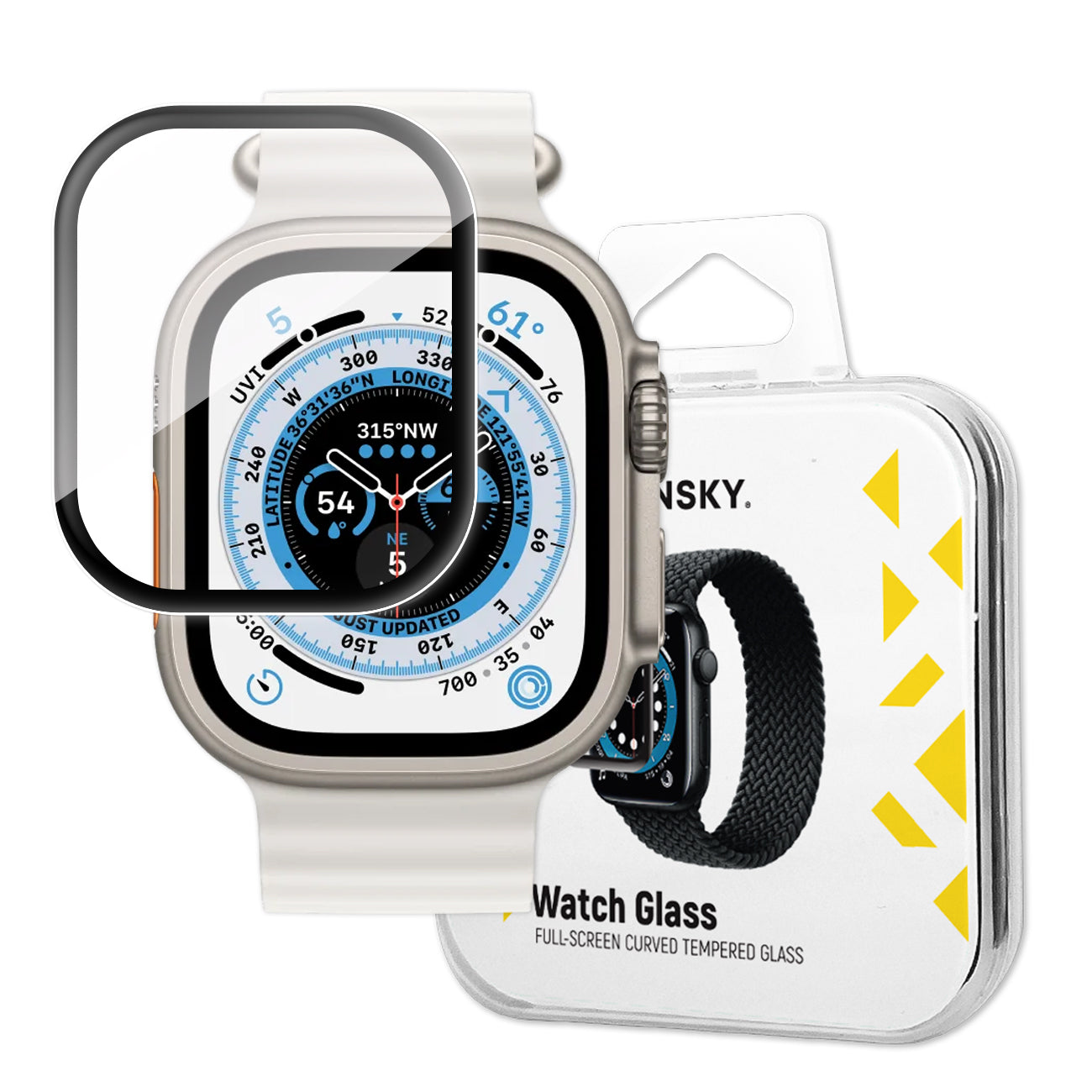 Wozinsky pilnai klijuojamas akrilinis stiklas Apple Watch Ultra 49mm – juodas rėmelis