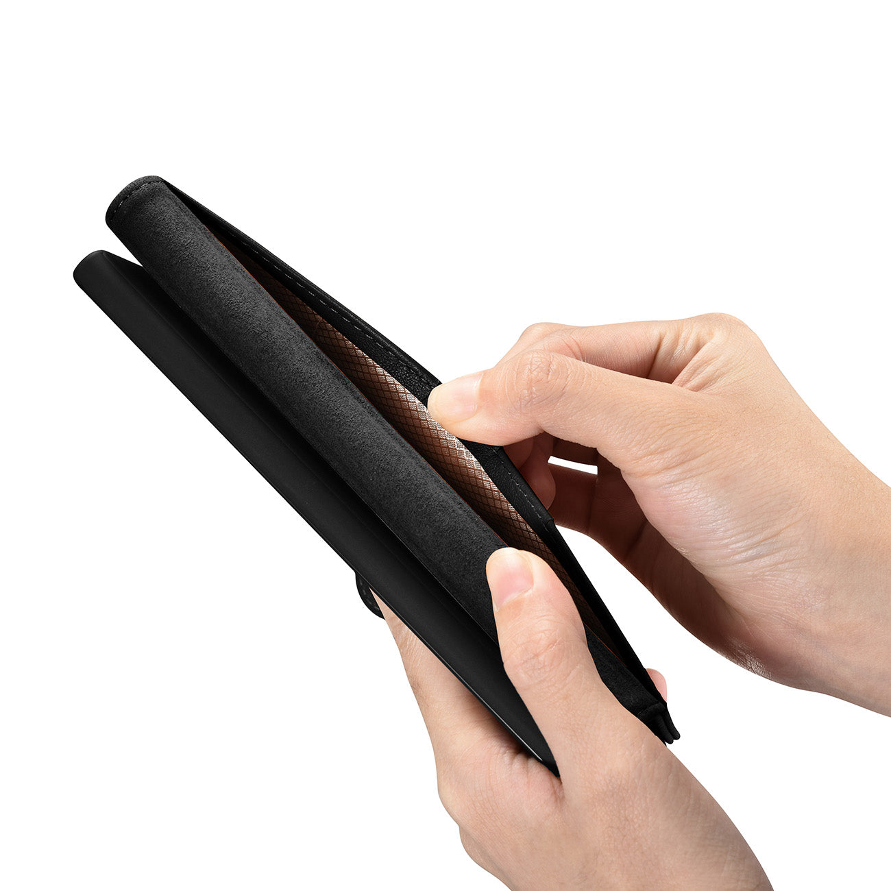 iCarer odinis dėklas-piniginė Galaxy S23+ – juodas