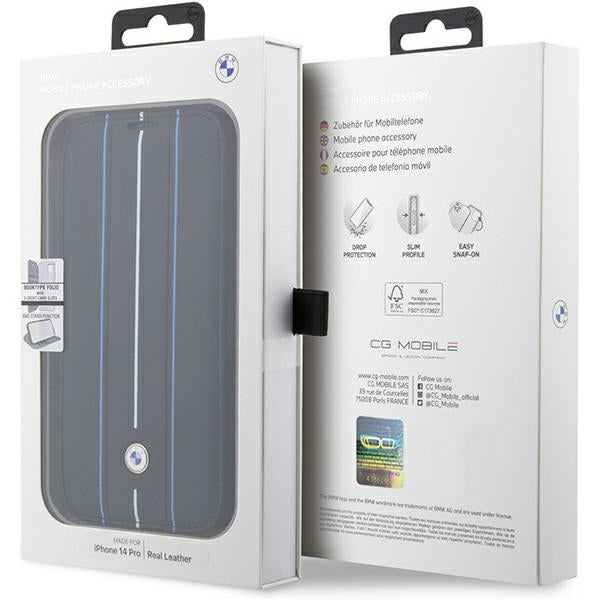 BMW odinis dėklas-knygutė iPhone 14 Pro – juodas