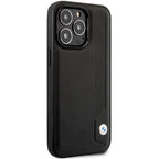 BMW Leather Blue Dots dėklas iPhone 14 Pro – juodas