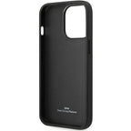 BMW Leather Blue Dots dėklas iPhone 14 Pro – juodas