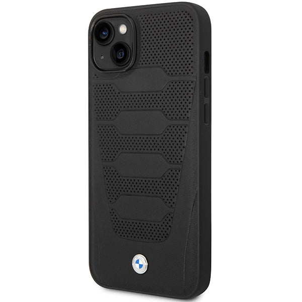 BMW Leather Seats Pattern dėklas iPhone 14 – juodas