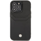 BMW odinis dėklas su kortelių kišenėmis iPhone 14 Pro Max – juodas