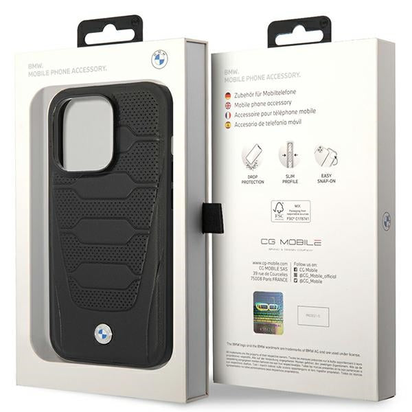 BMW MagSafe dėklas iPhone 14 Pro Max – juodas, odinis