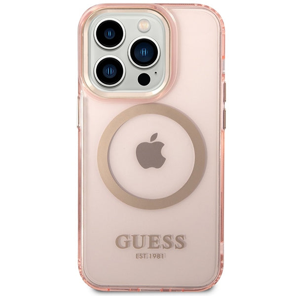 Guess MagSafe dėklas iPhone 14 Pro Max – rožinis