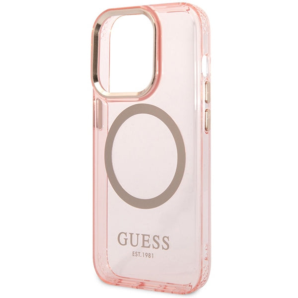 Guess MagSafe dėklas iPhone 14 Pro Max – rožinis