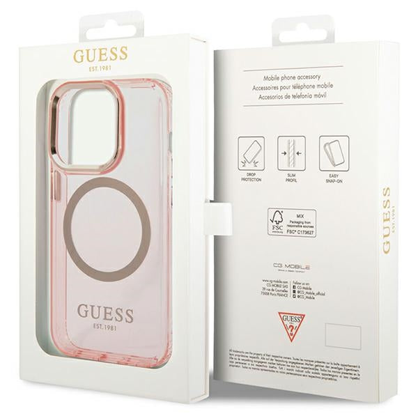 Guess MagSafe dėklas iPhone 14 Pro Max – rožinis
