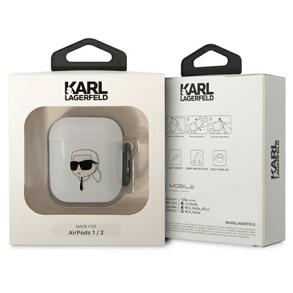 Karl Lagerfeld skaidrus dėklas AirPods 1/2 – Karl's Head