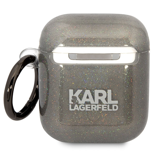 Karl Lagerfeld AirPods 1/2 dėklas su žiedu – juodas