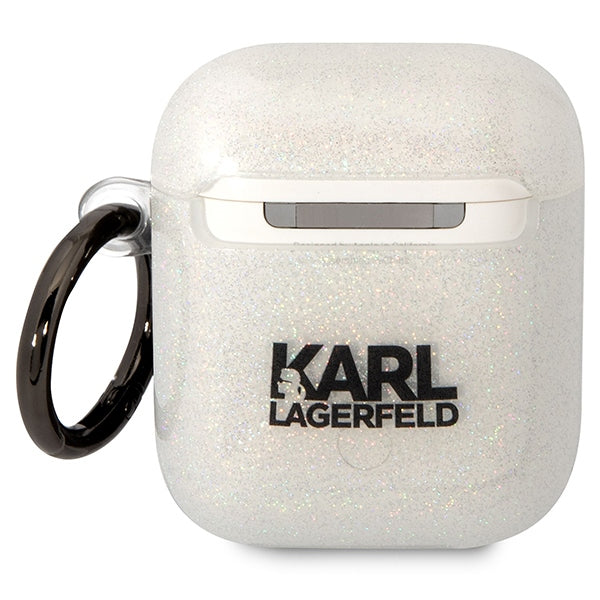 Karl Lagerfeld blizgantis dėklas AirPods 1/2 – skaidrus