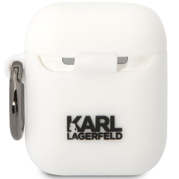 Karl Lagerfeld AirPods 1/2 silikoninis dėklas – baltas