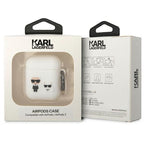 Karl Lagerfeld AirPods 1/2 silikoninis dėklas – baltas