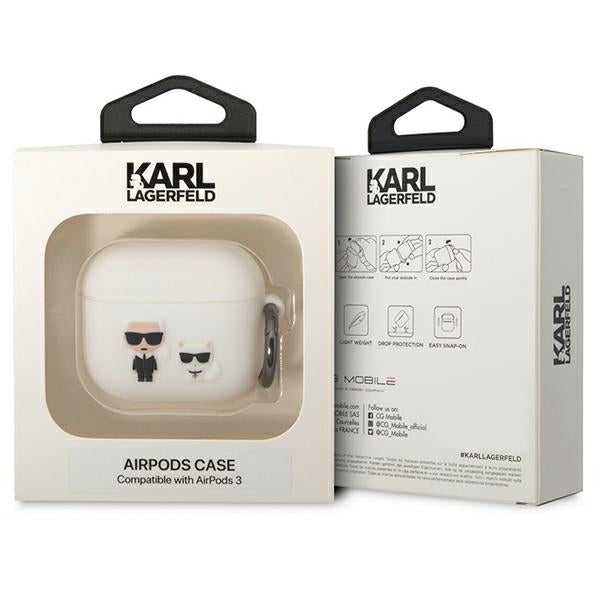Karl Lagerfeld AirPods 3 silikoninis dėklas – baltas