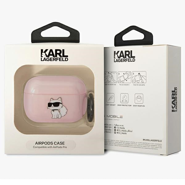 Karl Lagerfeld AirPods Pro 1 kartos dėklas – rožinis Choupette