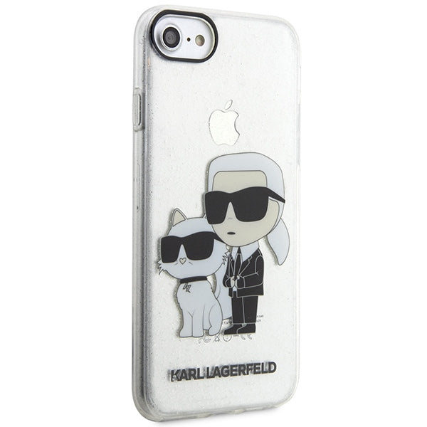 Karlas Lagerfeldas KLHCI8HNKCTGT iPhone 7/8/ SE 2020 / SE 2022 permatomas kietas dėklas Gliter Karl&Choupette -- iPhone 7...