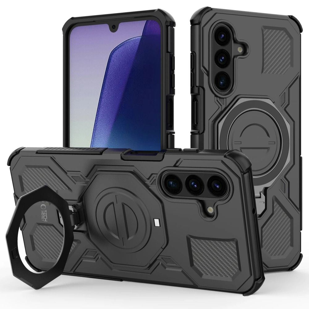 Dėklas Tech-Protect TacticStand MagSafe Galaxy A17 / A18 4G / 5G, matinis juodas -- Galaxy A17, Galaxy A18 4G, Galaxy A18 5G