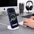 Dėklas Tech-Protect MagOne MagSafe CC + apsauginis stiklas 2 vnt. iPhone 17 Pro / 18 Pro, tamsiai mėlyna/skaidrus --...