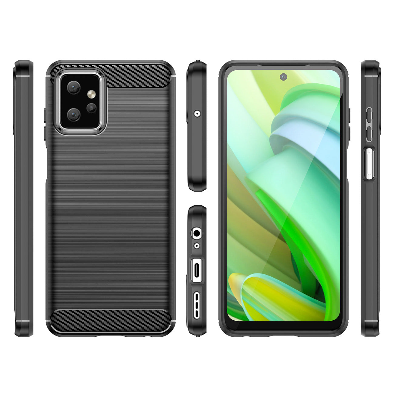 Anglies dėklas, skirtas Motorola Moto G Power 2023 lankstus silikoninis anglies dangtelis, juodas -- Motorola Moto G...