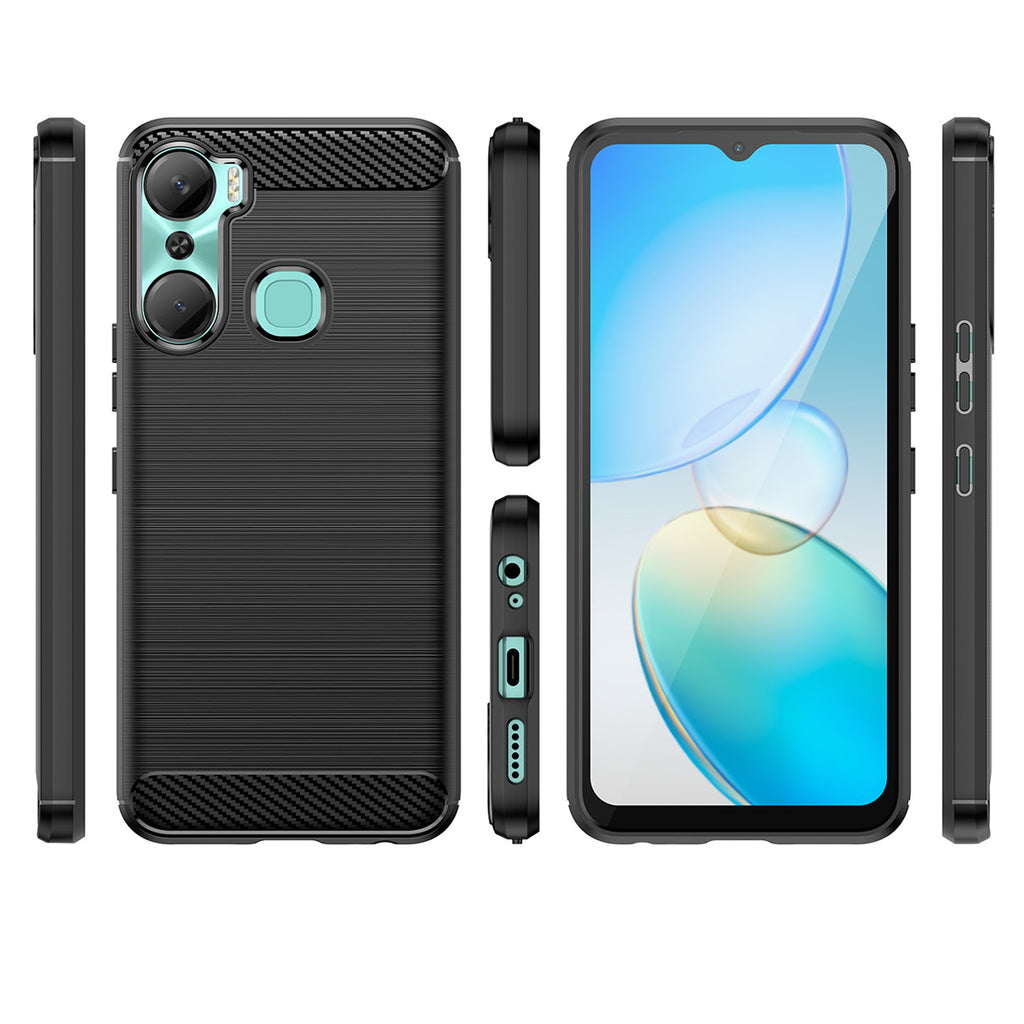 Carbon Case Infinix Hot 12 Pro lankstus silikoninis anglies dangtelis juodas -- Cell phone cases and covers