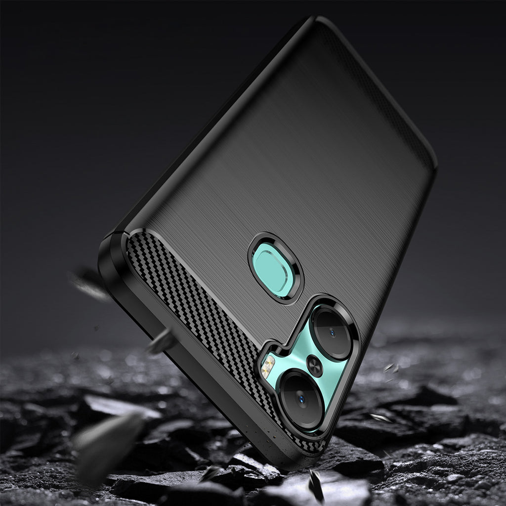 Carbon Case Infinix Hot 12 Pro lankstus silikoninis anglies dangtelis juodas -- Cell phone cases and covers