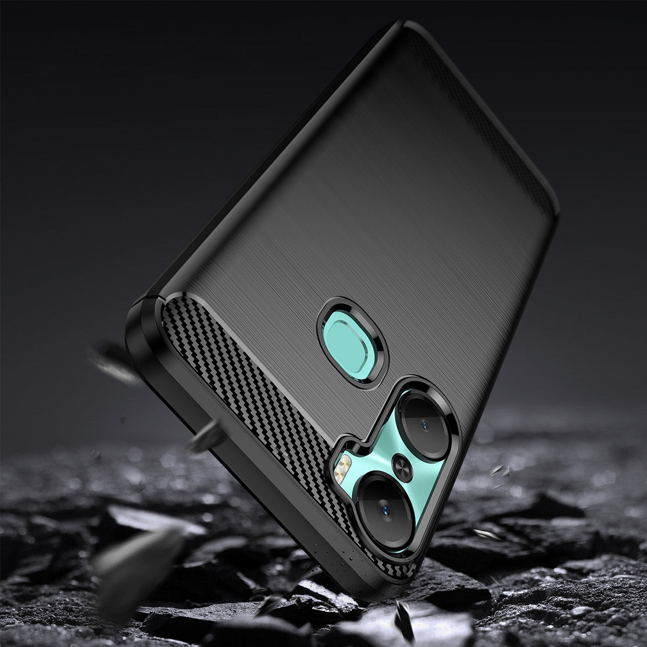 Carbon Case Infinix Hot 12 Pro lankstus silikoninis anglies dangtelis juodas -- Cell phone cases and covers