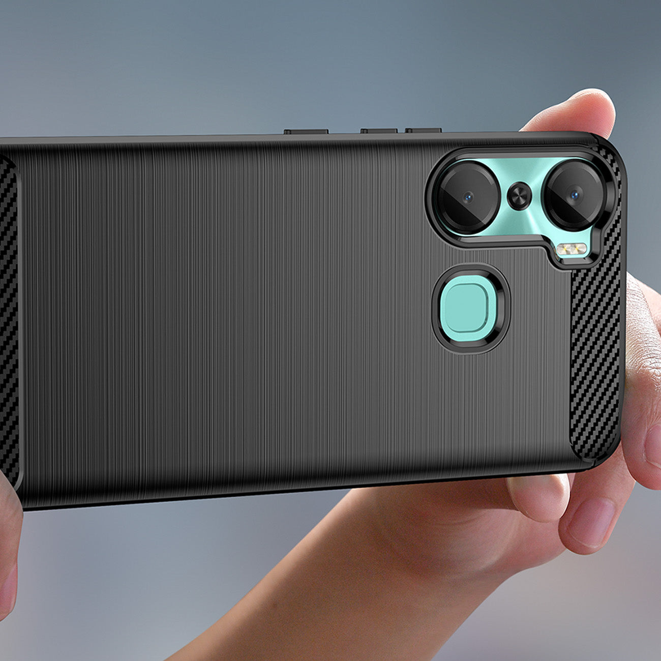 Carbon Case Infinix Hot 12 Pro lankstus silikoninis anglies dangtelis juodas -- Cell phone cases and covers