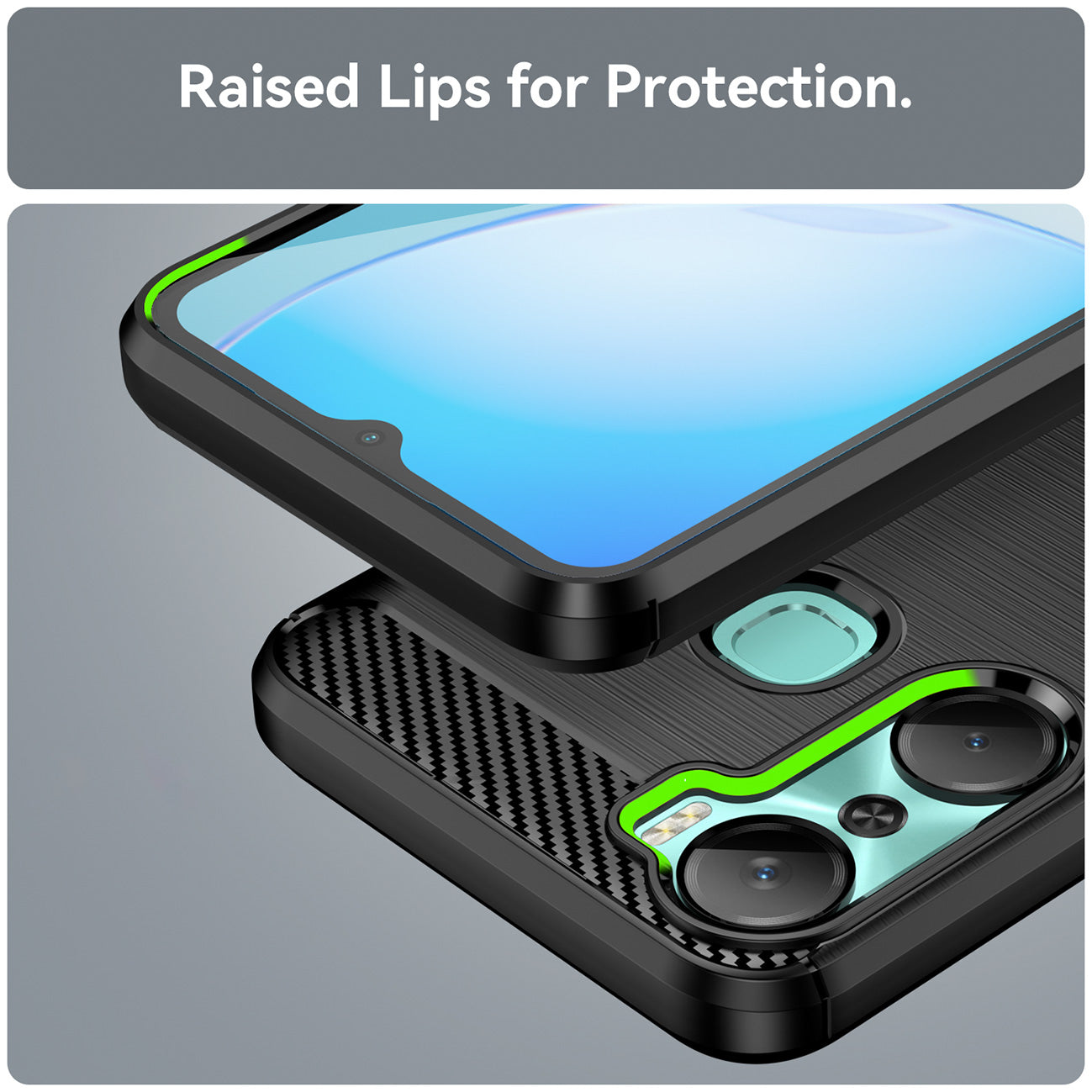 Carbon Case Infinix Hot 12 Pro lankstus silikoninis anglies dangtelis juodas -- Cell phone cases and covers
