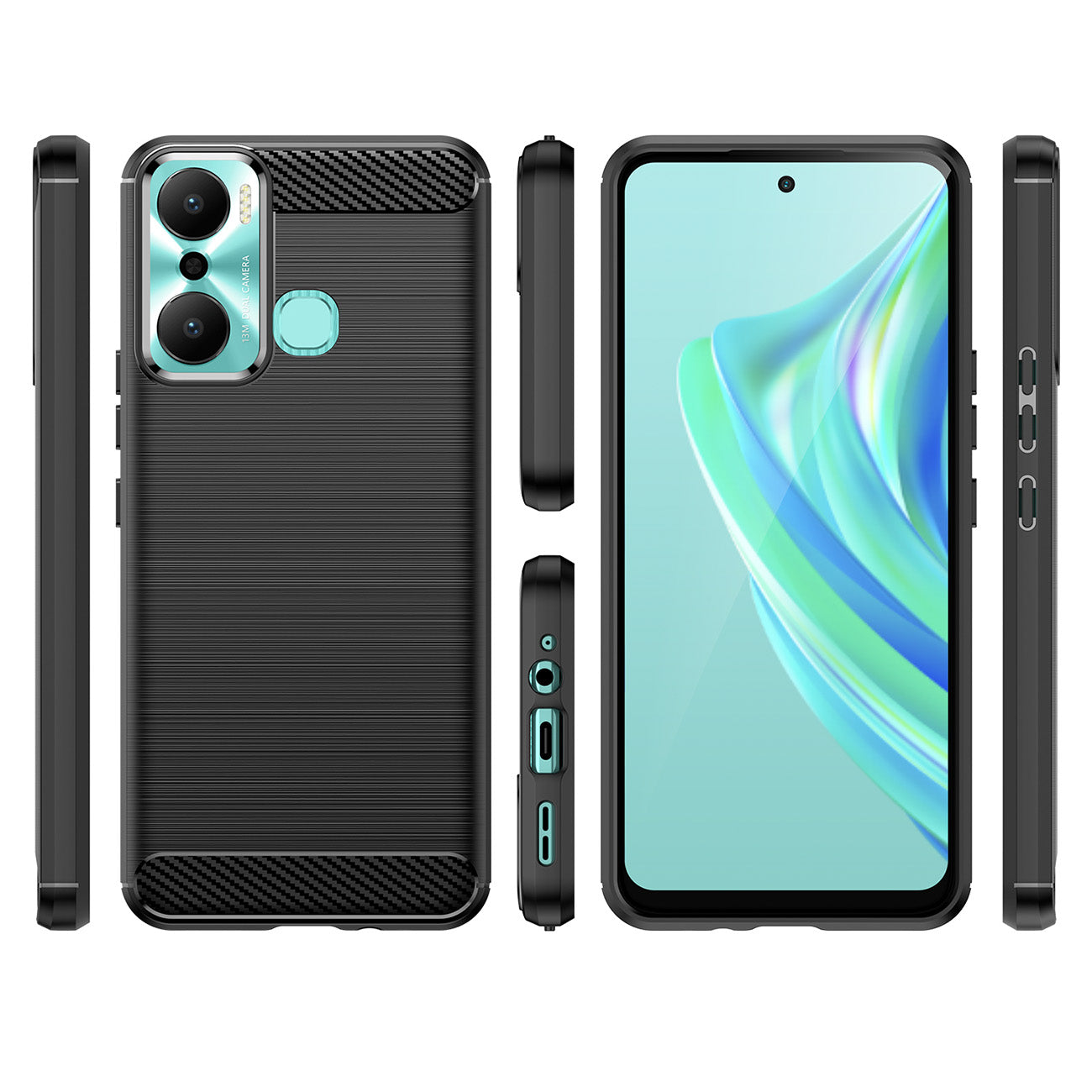 Anglies dėklas Infinix Hot 20 Play lankstus silikoninis anglies dangtelis juodas -- Cell phone cases and covers