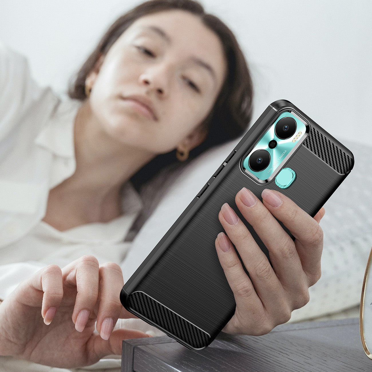Anglies dėklas Infinix Hot 20 Play lankstus silikoninis anglies dangtelis juodas -- Cell phone cases and covers
