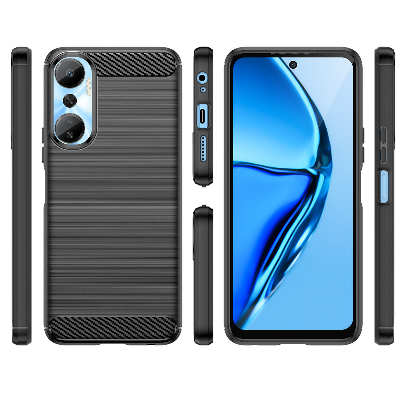 Carbon Case Infinix Hot 20 lankstus silikoninis anglies dangtelis juodas -- Cell phone cases and covers