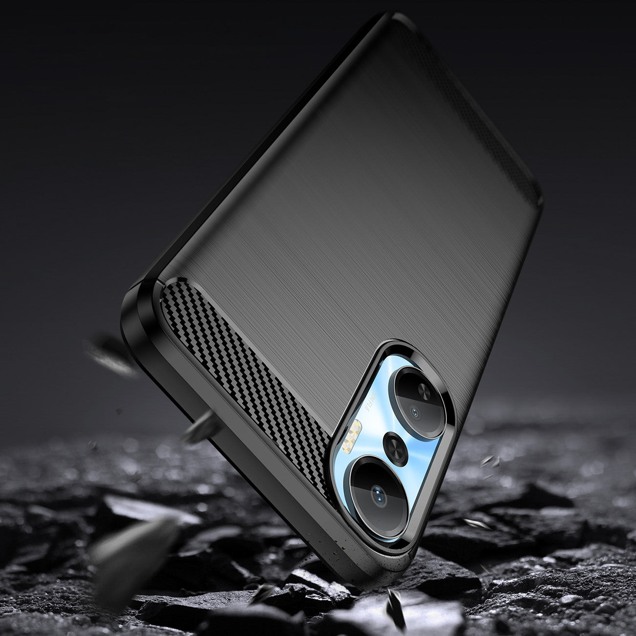 Carbon Case Infinix Hot 20 lankstus silikoninis anglies dangtelis juodas -- Cell phone cases and covers