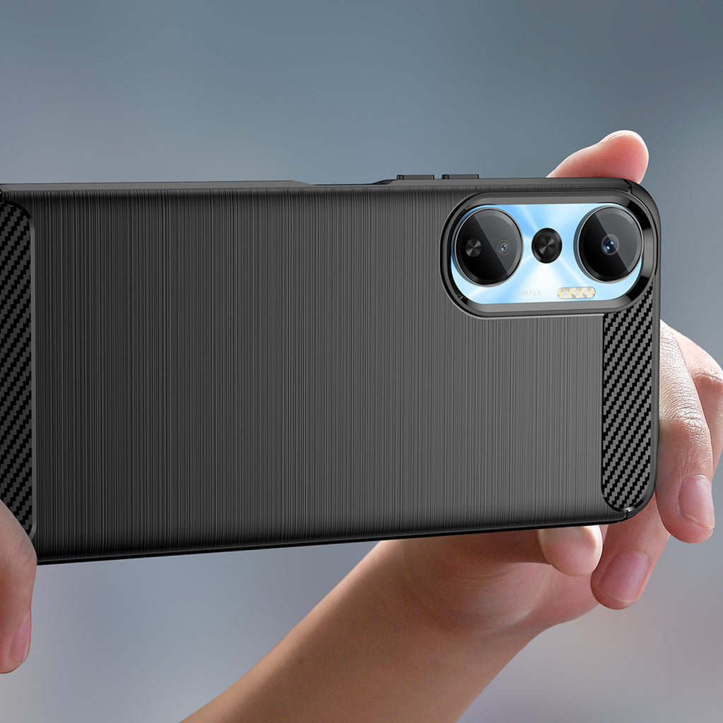 Carbon Case Infinix Hot 20 lankstus silikoninis anglies dangtelis juodas -- Cell phone cases and covers