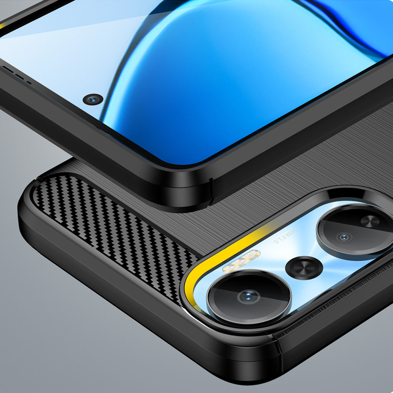 Carbon Case Infinix Hot 20 lankstus silikoninis anglies dangtelis juodas -- Cell phone cases and covers